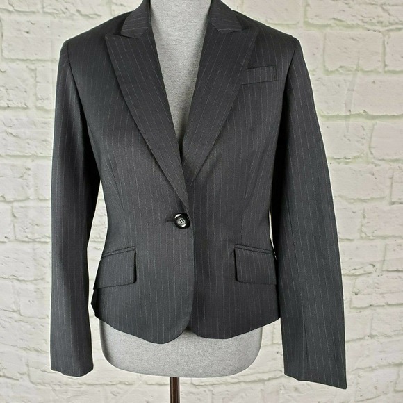 Evan Picone Jackets & Blazers - Evan-Picone Blazer Size 6P Charcoal & Teal Stripe